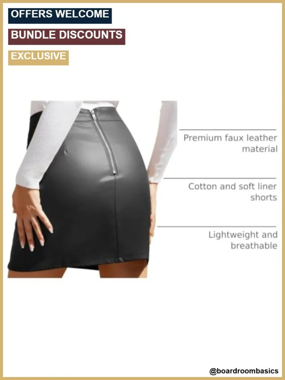 Faux Leather High Waisted Bodycon Pencil Mini Skirt with Built-in Shorts
